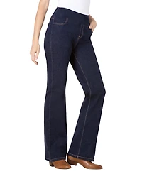 Woman Within Women's Flex-Fit Pull-On Bootcut Gap-Free Stretch Denim Jeans