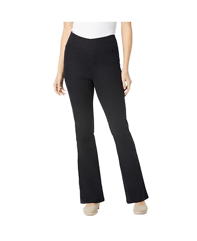 Woman Within Women's Flex-Fit Pull-On Bootcut Gap-Free Stretch Denim Jeans