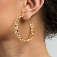 Jessica Simpson 3-Piece Hoop and Chain Hoop Earring Set in Gold-Tone