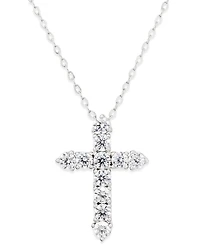 Eliot Danori Silver-Tone Crystal Cross Pendant Necklace, Created for Macy's
