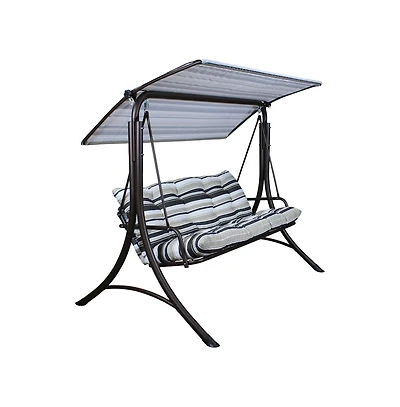 Sunjoy 3-Person Deluxe Outdoor Patio Garden Steel Frame Swing