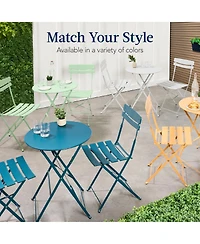 Best Choice Products 3-Piece Small Bistro Set, Folding Patio Furniture Set of 2 Chairs and Table