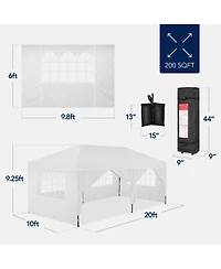 Best Choice Products 10x20ft Party Tent Pop Up Canopy Easy Setup w/ 1-Button Setup, Wheeled Case, 4 Weight Bags