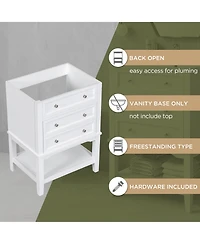 Bathroom Vanity Without Sink Base Only Solid Wood Frame Bathroom Storage Cabinet with Drawer White