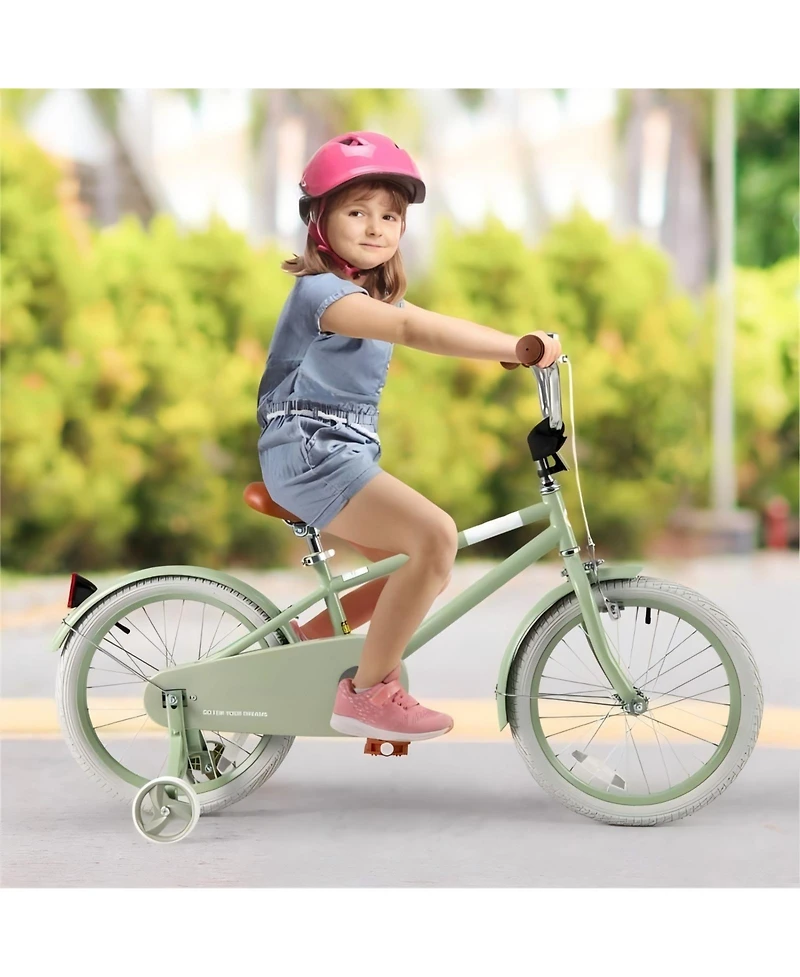 Hongge Kids Bike with Adjustable Handlebar and Saddle Green-18 Inches