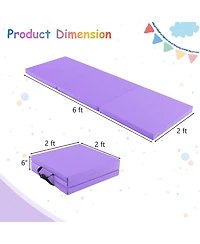 Hongge 6 x 2 Ft Tri-Fold Gym Mat with Handles and Removable Zippered Cover-Purple