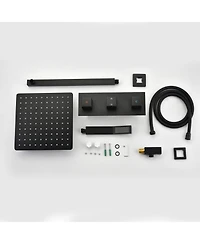 Rainsken Brass Matte Black Shower Faucet Set Shower System 10 Inch Rainfall Shower Head with Handheld Sprayer Bathroom Luxury Rain Mixer Combo Set