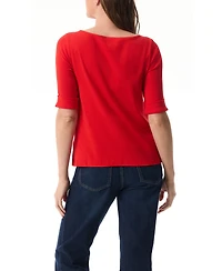 Gloria Vanderbilt Women's Alanis Boat Neck Elbow-Sleeve T-Shirt