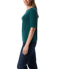 Gloria Vanderbilt Women's Alanis Boat Neck Elbow-Sleeve T-Shirt