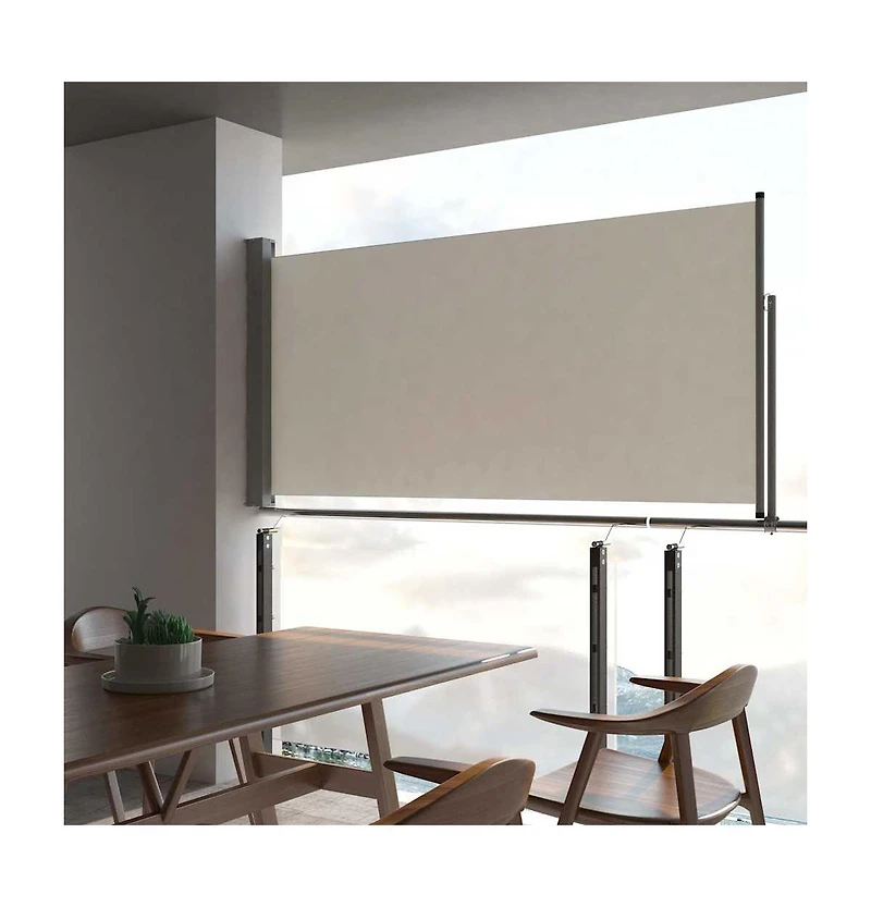 vidaXL Side Awning Cream Polyester, Powder-Coated Iron 47.2 x 118.1 in