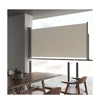vidaXL Side Awning Cream Polyester, Powder-Coated Iron 47.2 x 118.1 in