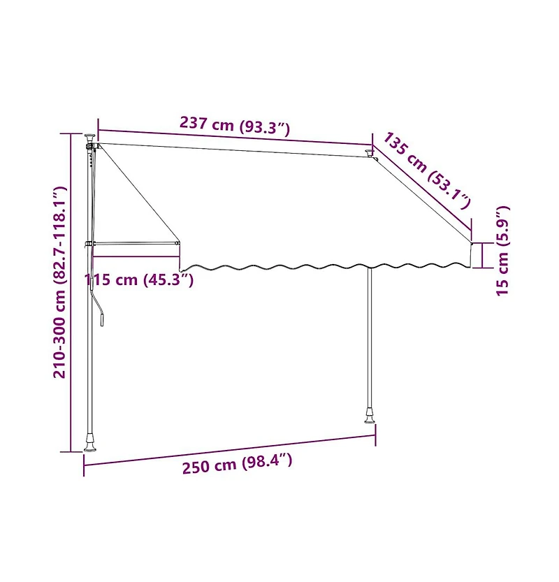 vidaXL Retractable Awning Yellow and Blue Polyester with Pu coating, Steel