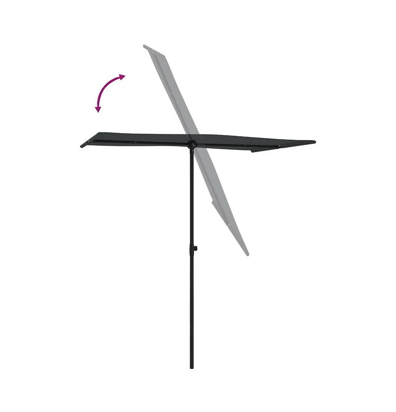 vidaXL Garden Parasol Black Polyester, Aluminum Medium Height-Adjustable