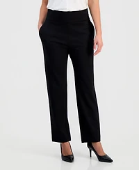 Jones New York Petite High-Rise Pull-On Straight-Leg Pants
