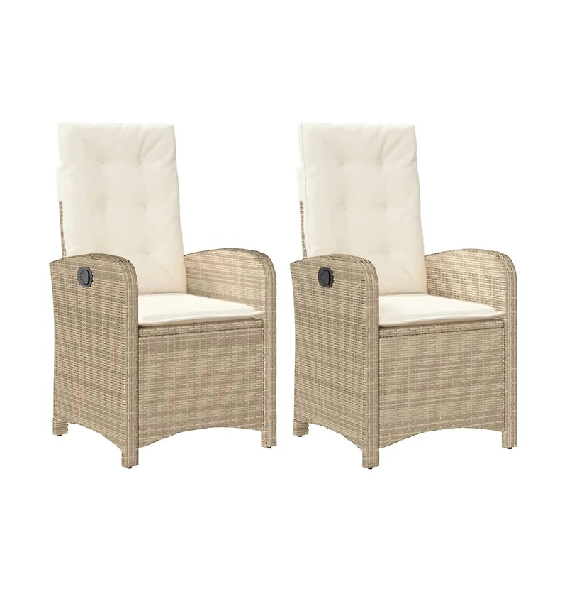 vidaXL Reclining Garden Chair Set of 2 Beige