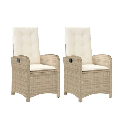 vidaXL Reclining Garden Chair Set of 2 Beige
