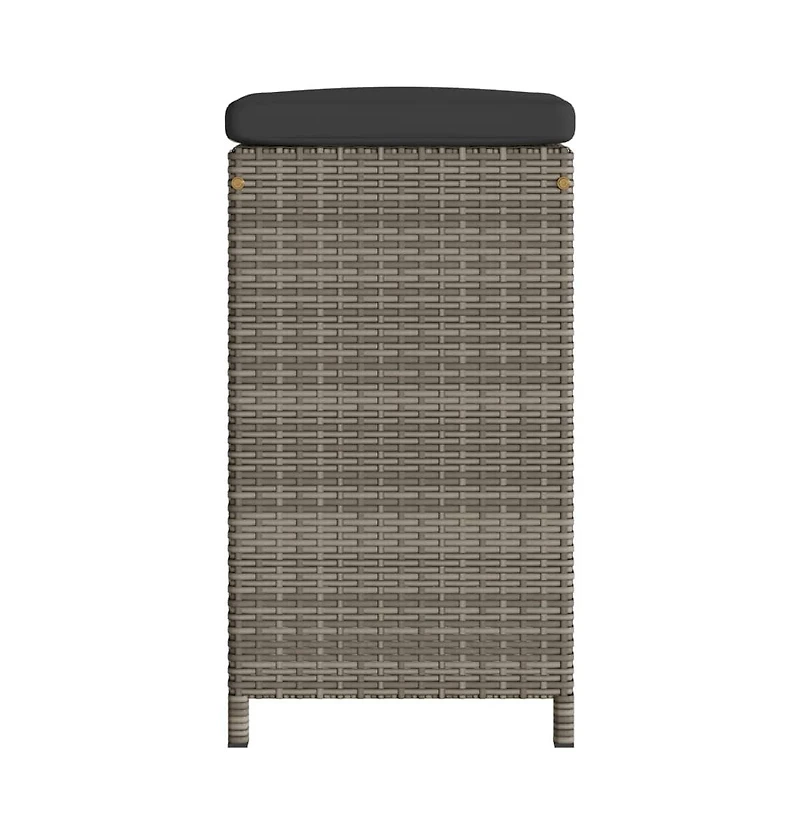 vidaXL Garden Bar Stool Set of 2 Grey Pe Rattan 15.7 x 15.7 x 29.9 in