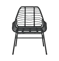 vidaXL Garden Chair Black Pe rattan, powder-coated steel Medium