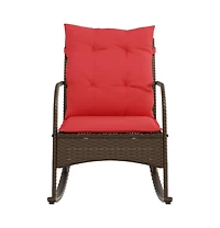 vidaXL Patio Rocking Chair Brown Pe rattan Medium Removable Covers