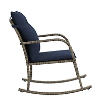 vidaXL Patio Rocking Chair Grey Poly Rattan and Powder-Coated Steel Medium