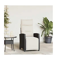 vidaXL Reclining Garden Chair Black Pe rattan, powder-coated steel Medium