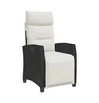 vidaXL Reclining Garden Chair Black Pe rattan, powder-coated steel Medium