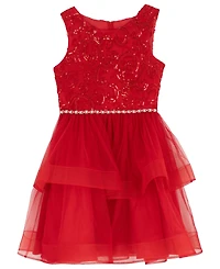 Rare Editions Girls 7-16 Mesh Tiered Skirt Dress