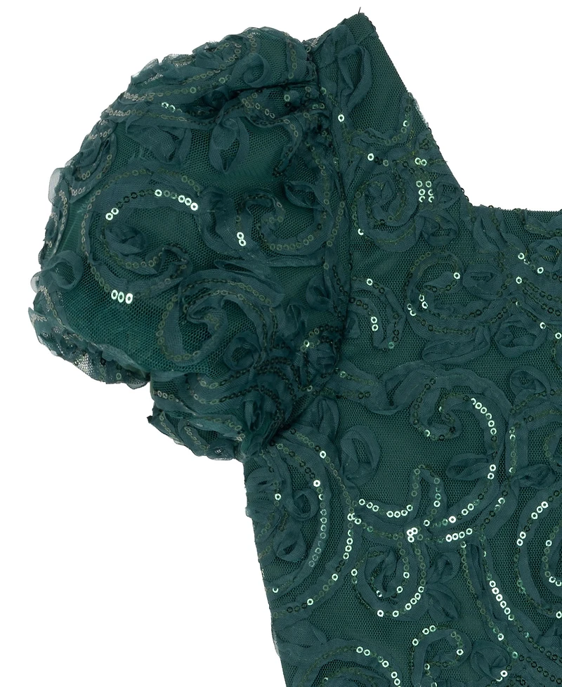 Rare Editions Girls 7-16 Soutache Short Sleeve A-Line Dress