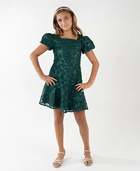 Rare Editions Girls 7-16 Soutache Short Sleeve A-Line Dress