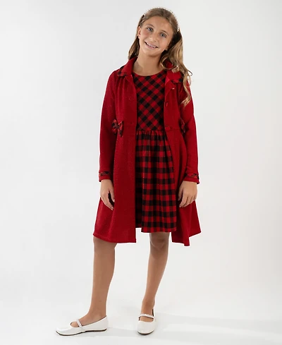 Rare Editions Girls 7-16 2-Piece Plaid Coat and Dress Set