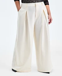 Bar Iii Trendy Plus Casual Pleated Wide-Leg Pants, Macy's Exclusive