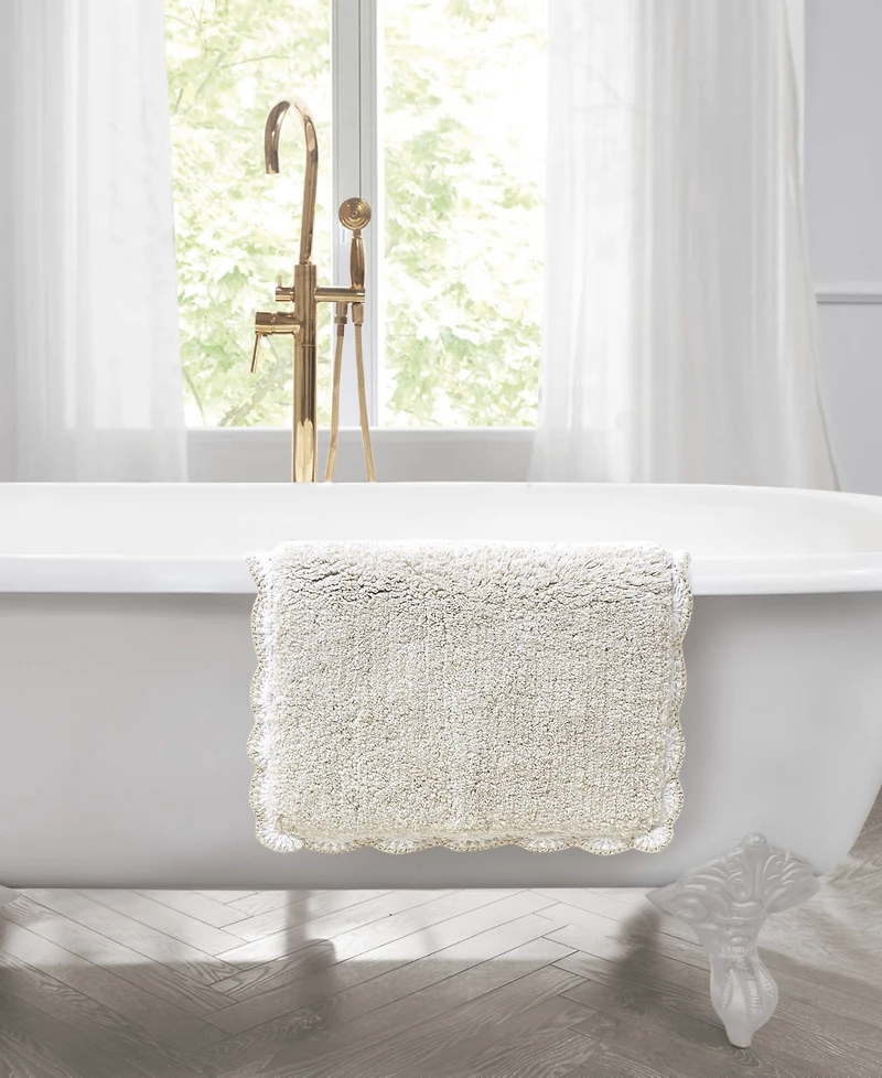 Laura Ashley Heathered Crochet Border Cotton Bath Rug, 17" x 24"