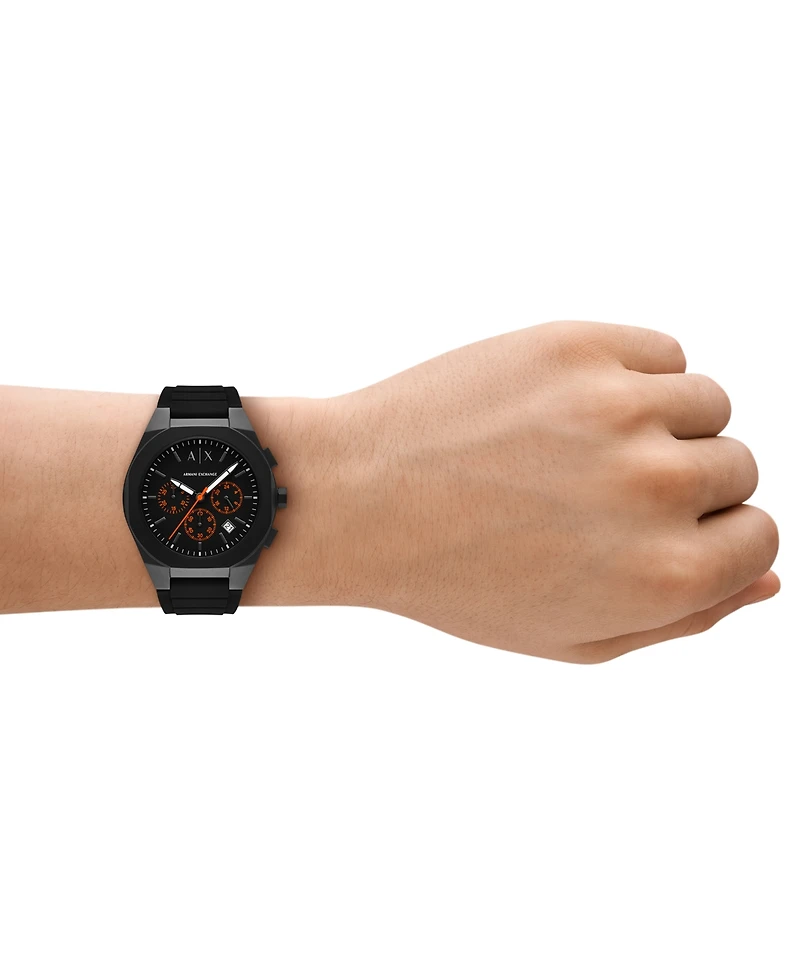 Armani Exchange Men's Sync Chronograph Black Silicone Watch, 42mm