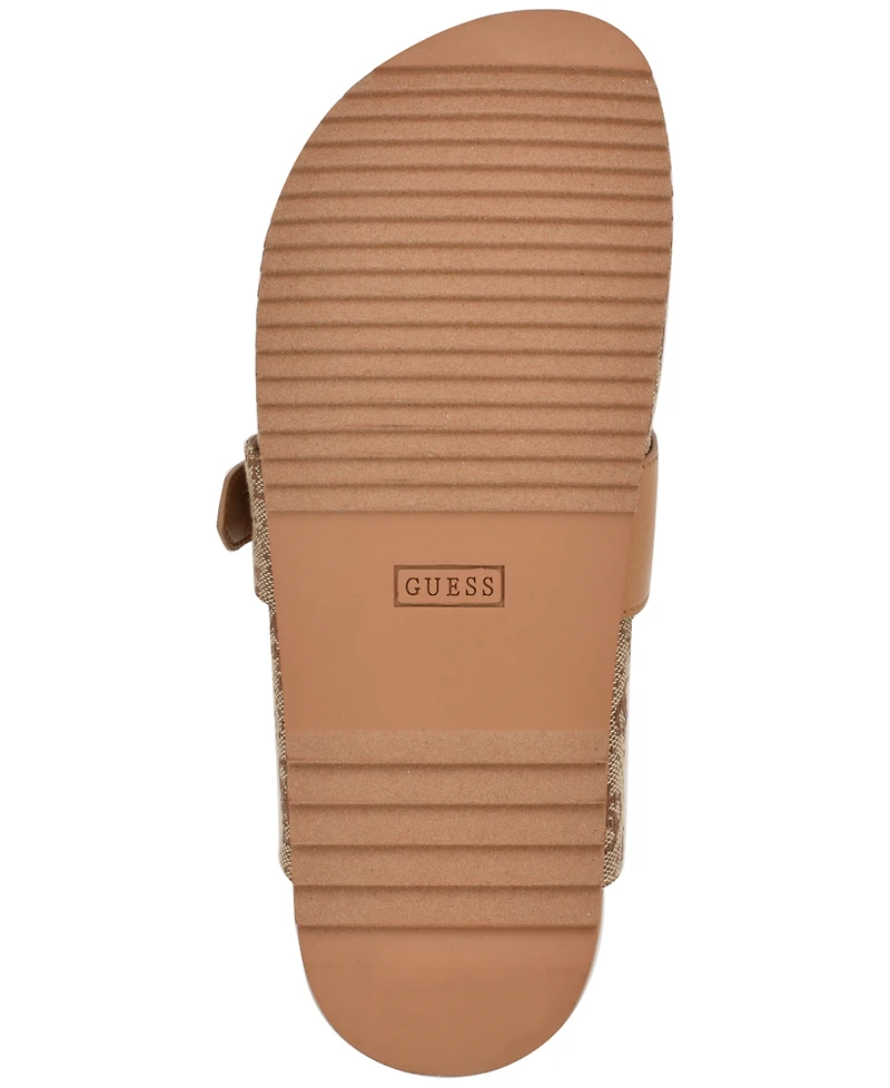 Guess Womens Galavanta Buckle Slip-On Flat Clogs