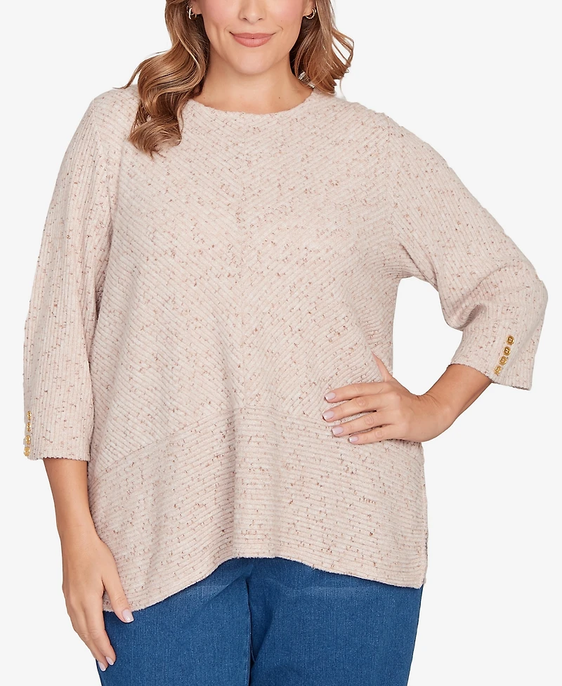 Ruby Rd. Plus Speckled Heather Rib Knit Top