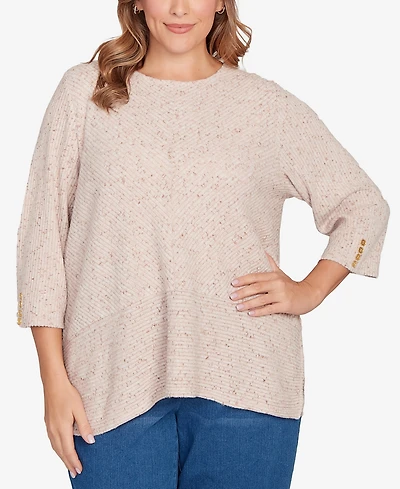 Ruby Rd. Plus Speckled Heather Rib Knit Top