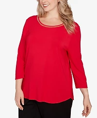 Ruby Rd. Plus Embellished Scoop Neck Solid Knit Top