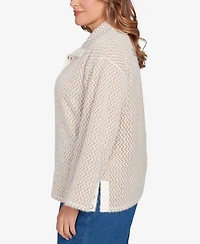 Ruby Rd. Plus Zig Zag Snappy Sweater Knit Top