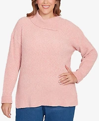 Ruby Rd. Plus Size Split Cowl Chenille Pullover Sweater