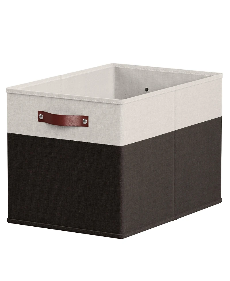 Ornavo Home 6 Pack Linen Fabric Kallax Storage Cube Bin with Faux Leather Handles