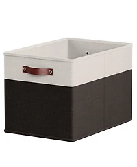 Ornavo Home 6 Pack Linen Fabric Kallax Storage Cube Bin with Faux Leather Handles
