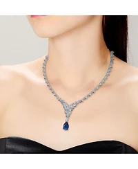 Rachel Glauber Modern White Gold Plated Cubic ZIrconia Cluster Y-Necklace