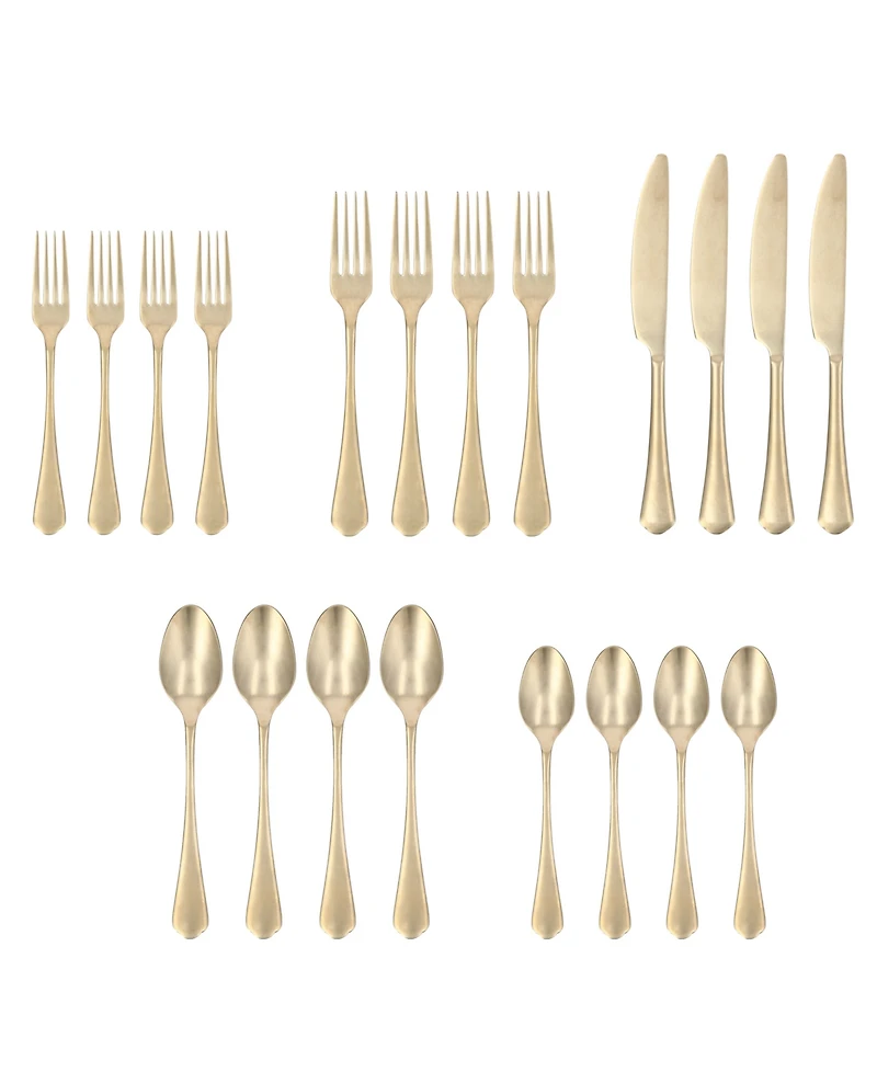 Fortessa Ellsie Antiqued Champagne 20-Piece Flatware Set, Service for 4