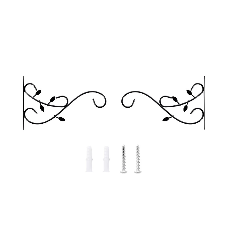 Gardenised Decorative Metal Wall Mounted Hook for Hanging Plants, Bracket Hanger Flower Pot Holder, 2 Pack