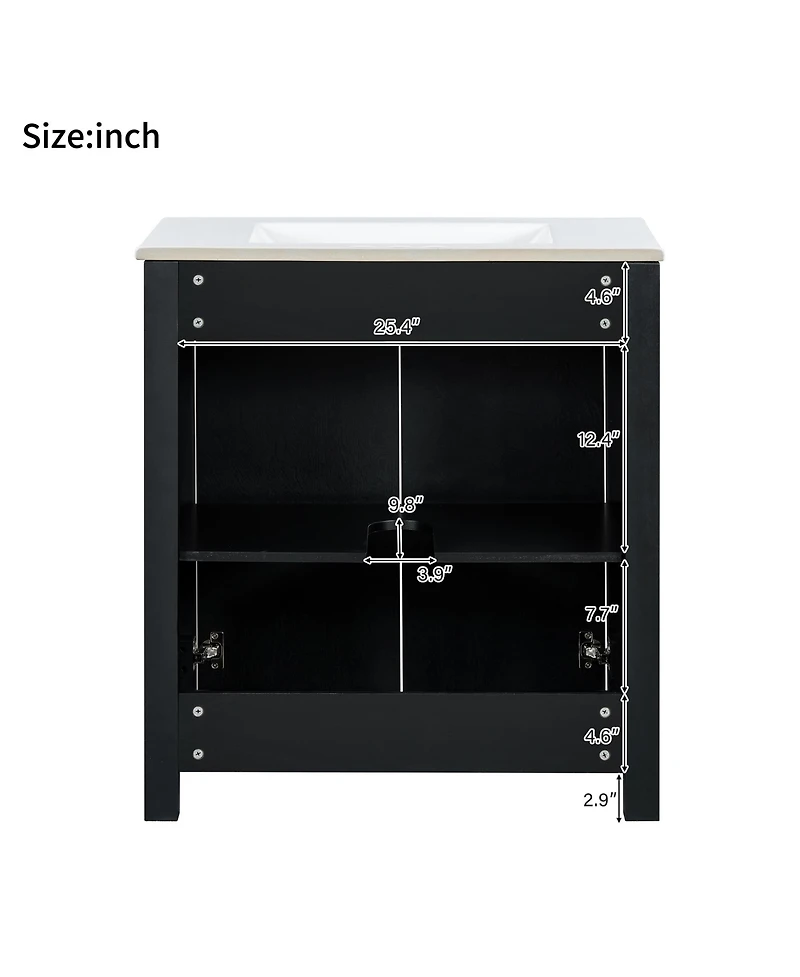 Casainc 30" Bathroom Vanity with Ceramic Sink, Soft-Close Doors, Adjustable Shelf and Modern Storage Cabinet
