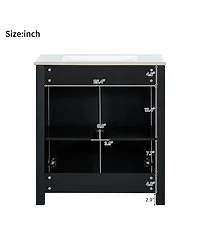 Casainc 30" Bathroom Vanity with Ceramic Sink, Soft-Close Doors, Adjustable Shelf and Modern Storage Cabinet