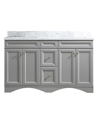 Casainc 60-Inch Solid Wood Bathroom Vanity with Marble Top and Ceramic Basin