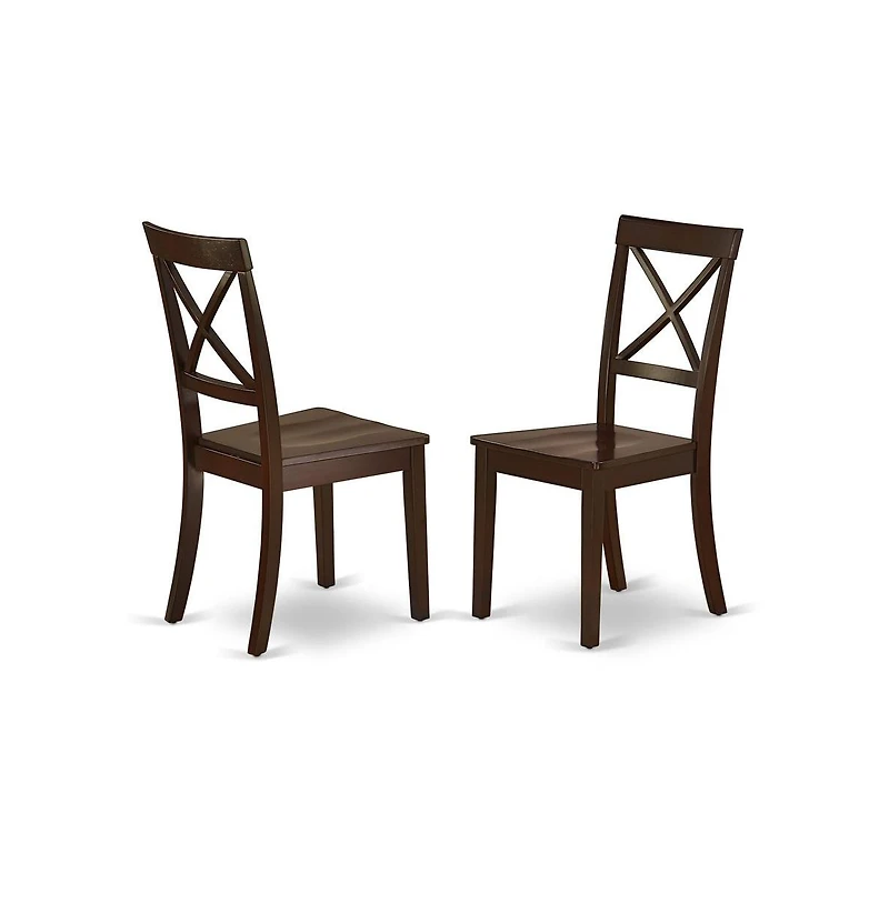 East West Furniture 3 Piece Wooden Dining Table Set Contains 1 Drop Leaves Dining Table and 2 Mahogany Wooden Chair with X-Back - Mahogany Finish