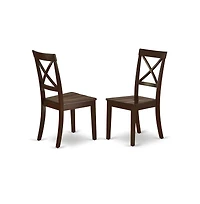 East West Furniture 3 Piece Wooden Dining Table Set Contains 1 Drop Leaves Dining Table and 2 Mahogany Wooden Chair with X-Back - Mahogany Finish
