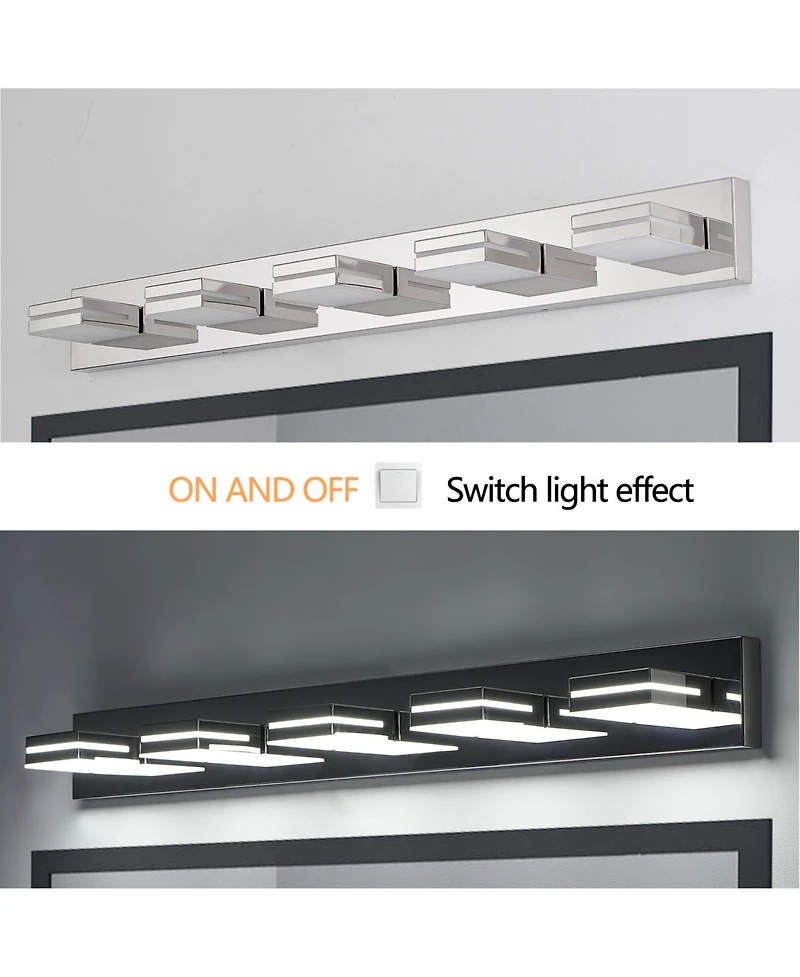 Streamdale Furniture Chrome Led Vanity Sconce with 5 Lights, Modern and Sleek